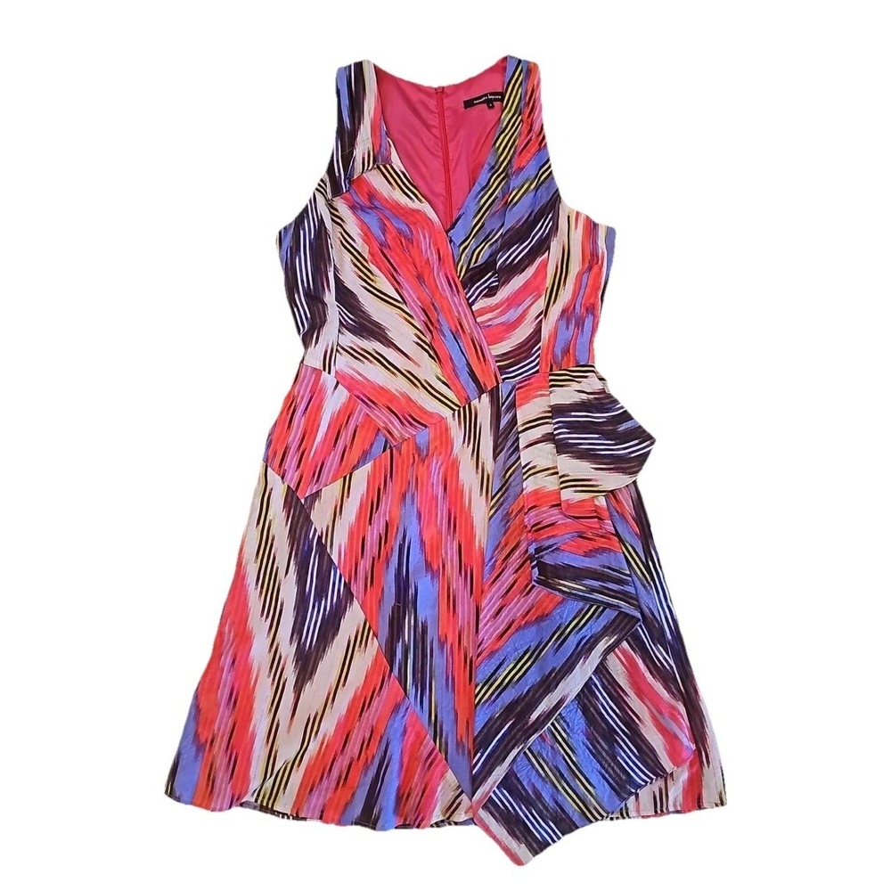 Nanette Lepore WOMEN DRESS FROCK MULTI-COLOR 100% SILK SETA SLEEVELESS SIZE 4